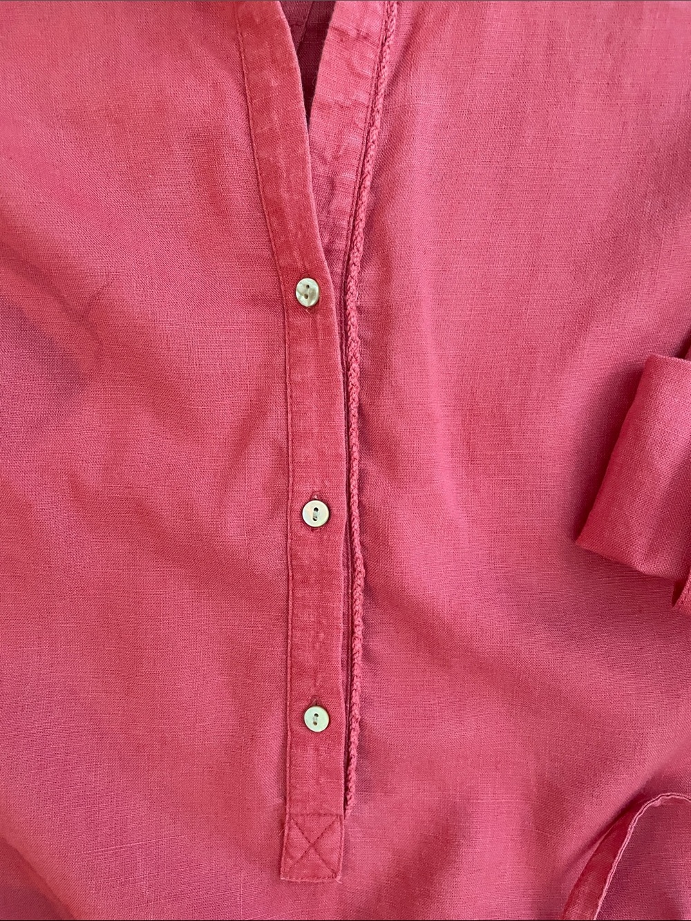 J. Jill 100% Linen Coral Blush Belted Shirt Dress Medium M - Picture 9 of 11
